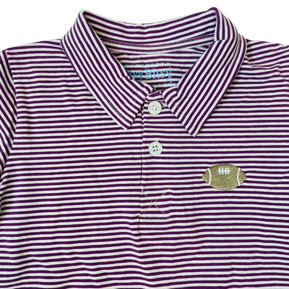 NWT Size 8 Itsy Bitsy Purple Stripe Football Polo - Picture 2 of 3